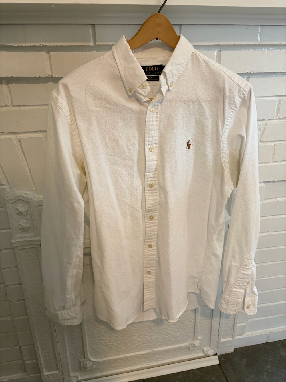 Polo Ralph Lauren Slim Fit Oxford Shirt White Button Down Stretch Long Sleeve